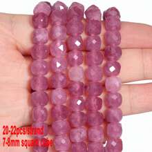20-22pcs/Pack 7-8mm Faceted Cube Shape Beads Purple Color Loose Beads For Jewelry Making Diy Accessories Slight Color Difference - Faceted 7-8mm Purple Stone - View 4