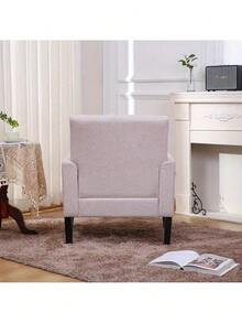 Fabric Accent Chair For Living Room, Bedroom Button Tufted Upholstered Comfy Reading Accent Chairs Sofa (Beige) - 泡沫+米色+布料 - 查看 5