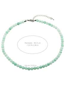 新款中国风手工串珠玉项链，天然石项链女士珠宝，圆珠颈链适合日常佩戴 - 彩色 - 查看 11