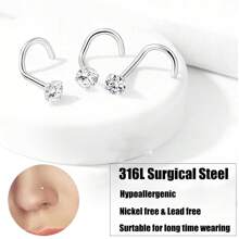 8枚20G不锈钢鼻钉，低过敏螺旋鼻环，男女通用，银色立方氧化锆鼻钉，尺寸：1.5毫米、2毫米、2.5毫米、3毫米 - 鼻釘 - 查看 5