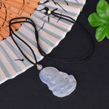 1 件天然水晶冰玛瑙佛像吊坠项链，手工雕刻，守护和平，时尚好运财富项链，情侣项链，疗愈水晶，护身符礼物，送给她的礼物，节日礼物，时尚水晶礼物。（挂绳礼盒） - 觀音 - 查看 3