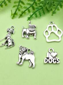 20 pièces Lot mélangé de charmes de patte d'animal de compagnie avec empreinte de pied, pendentif animal, ton argent antique, fournitures pour fabrication de bijoux, bracelet, collier, porte-clés, accessoires et fournitures artisanales