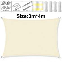 Shade Sail, Waterproof Garden Shelter 95% UV Blocking Sun Protection Awning, Canopy For Patio Garden Yard Backyard Camping Pool - Beige - View 19