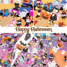 Decoración de Halloween El Día de los Muertos 4/8 hojas de pegatinas esponjosas de Halloween para niños, pegatinas 3D lindas de Halloween para manualidades, scrapbooking, diario y teléfono, que incluyen pegatinas de fantasma, calabaza, bruja, murciélago, araña y talla grande, decoración de Halloween
