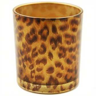 Leopard Print Cup Shaped Glass Candle Holder, Gold Owl Black Glass Candlestick, Romantic Bar Decoration And Decoration DIY Fragrant Empty Cup, Suitable For All Romantic Atmosphere Places Such As Bathrooms, Bedrooms, Dinners, Etc Halloween, Spooky, Autumn, Festival, Holiday , Winter, Holiday, Festival,Gifts Birthday Graduation