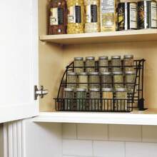 WANLECY 3 Tier Pull Down Cabinet Spice Rack Organizer Metal Storage Shelf For Kitchen - Black - View 6