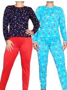 Kit 03 Women's Winter Pajamas Printed Suede - Nhiều màu - Xem 1