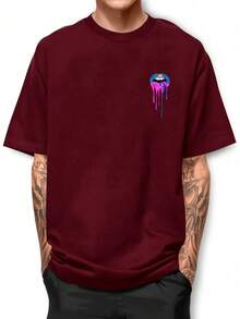 Basic T-Shirt Boca Colorada Classic Cotton Round Collar Shirt GPJ1 - 酒紅色 - 查看 1