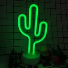 1 pièce Enseigne au néon de cactus, palmier, flamant rose, décoration fonctionnant sur batterie USB ou piles pour chambre, maison, salle de jeux, mariage, cadeau vibrant (piles non incluses)