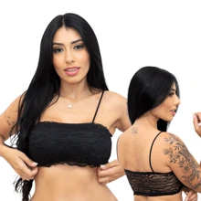 Lace Top With No Pads And Thin Strap Women's Lace Top Short Blouse - 黑色 - 查看 1