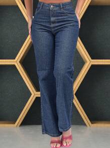 Women's Wide Leg Jeans, Wide Leg Pantaloons, Various Colors I - Rửa tối - Xem 1