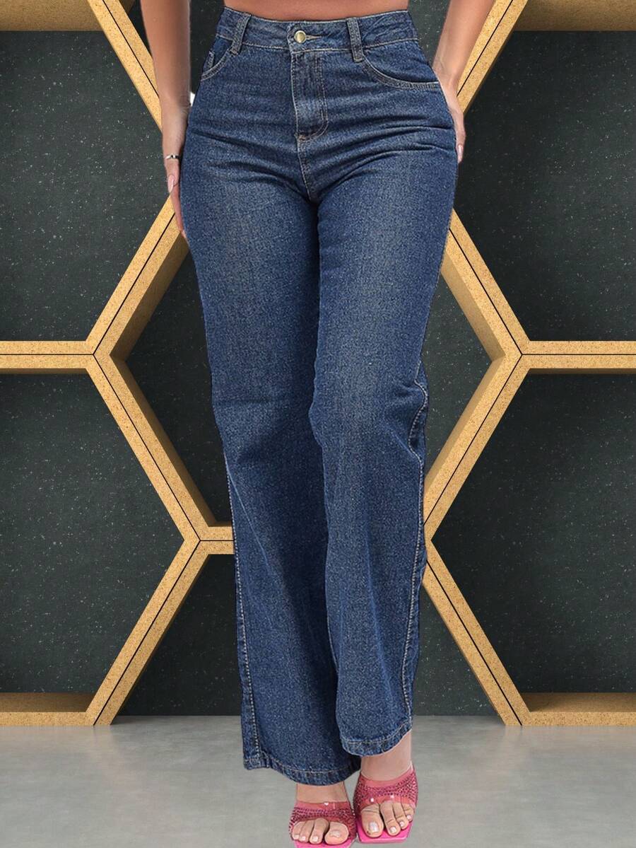 Women's Wide Leg Jeans, Wide Leg Pantaloons, Various Colors I - Rửa tối - Xem 1