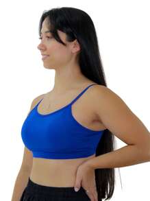 KIT 2 Women's Spaghetti Strap Top Gym Open Back Naked Gym - 寶藍色 - 查看 4