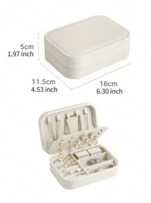 CASEGRACE 1pc Velvet Zipper Jewelry Box, 3 Layers Jewelry Organizer, Multi-Functional Jewelry Storage Box, Travel Portable Jewelry Organizer For Earrings, Necklaces, Rings, Watches, Hair Accessories, Gifts Back To School