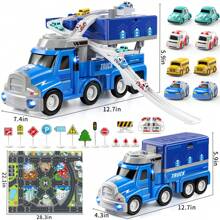 TEMI TEMI Voitures et camions jouets pour enfants de 3 4 5 6 ans, jouets de véhicules pour enfants avec 8 voitures de ville, jouet de circuit de voiture pour les tout-petits de 3 à 8 ans, jouets d'extérieur pour enfants, cadeau pour garçon et fille de 3 à 4 ans