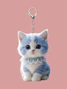 1个可爱亚克力猫咪骑自行车钥匙扣，2D卡通装饰包夹，朋友挂件，汽车配件包饰背包挂件，适合学校哥特风Y2K圣诞礼物创意包饰挂绳带证件夹，汽车配件包饰挂件，送给老师或姐姐的礼物 - 彩色 - 查看 4