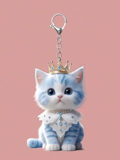 1个可爱亚克力猫咪骑自行车钥匙扣，2D卡通装饰包夹，朋友挂件，汽车配件包饰背包挂件，适合学校哥特风Y2K圣诞礼物创意包饰挂绳带证件夹，汽车配件包饰挂件，送给老师或姐姐的礼物