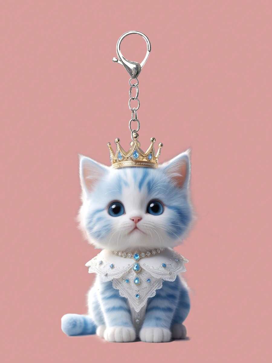 1个可爱亚克力猫咪骑自行车钥匙扣，2D卡通装饰包夹，朋友挂件，汽车配件包饰背包挂件，适合学校哥特风Y2K圣诞礼物创意包饰挂绳带证件夹，汽车配件包饰挂件，送给老师或姐姐的礼物 - 彩色 - 查看 1