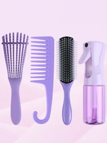 Ensemble de peignes d'arrosoir, 3 pièces brosse à cheveux coiffure lissante avec 1 pièce brosse pour bordures, 1 pièce brosse à cheveux, 1 pièce peigne queue de rat, brosse à démêler pour les cheveux bébé, accessoires roses