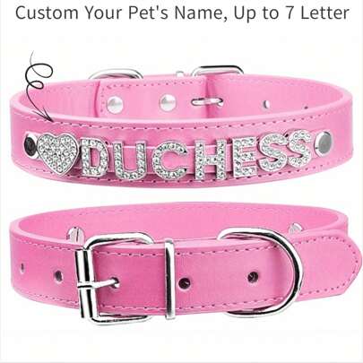 Vòng cổ chó bằng da PU tùy chỉnh có thẻ ID hình trái tim kim cương - Phụ kiện thời trang cho thú cưng, phù hợp với chó nhỏ đến trung bình, trang trí phong cách, thời trang, đầy màu sắc, cổ điển, dễ thương, thu gọn, dễ thương, tùy chỉnh, độc đáo, tùy chỉnh, thú cưng được cá nhân hóa cho ngày kỷ niệm, sinh nhật
