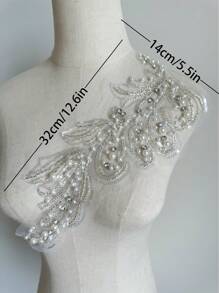 1 Pc Of Beaded Lace Lace Lace, Coffee Colored Diamond Sequins, Lace Stickers, Decorative Clothing, Dance Skirts, DIY Sewing Crafts, Home Decoration Accessories - White - View 2