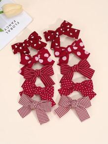 10pcs Earth Tone Hair Clips, Suitable For Girls, Cute Plaid Stripe Heart Bow Hair Clips, Suitable For Toddler Girls, Brown Fabric Bow Solid Color Hair Clips, Autumn/Winter Hair Clips, Girls Holiday Party Hair Accessories, Children Baby Hair Accessories, Heart Valentine's Day - Multicolor - View 13