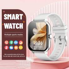 New Arrival 1pc Unisex Silicone Smartwatch Band, Calling/Answering Function, Pedometer, Calorie Tracking, Alarm Clock, Call/Message Reminder, Multi-Functional Sport Smartwatch, 1.83" Full Screen Touch, Compatible With Android & IOS, Perfect Gift For Christmas, New Year, Valentine's Day - Silver - View 12
