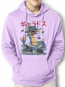 Gyarados Monster Kaiju Hoodie Kangaroo Blouse IZPJ1 - 中紫紅色 - 查看 1