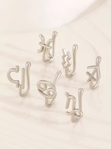 1 件时尚简约十二生肖假鼻环适合女性日常佩戴、节日和生日礼物，无需穿孔鼻夹