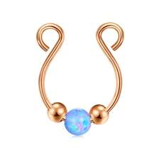 AVYRING 1pc Opal Faux Septum Ring, No Piercing Silver Fake Septum Ring Piercing, 8mm Clip On Septum Nose Ring,Clip On Tiny Faux Nose Hoop Piercing - Multicolor - View 14