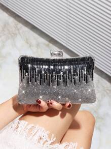 Women's Luxury Rhinestone Beaded Evening Clutch Bag, Sparkly Tassel Design, Elegant Fashion Handbag For Wedding Party, Suitable For Birthday/Valentine's Day Gift, Perfect For Party Wedding Prom Dinner/Banquet, Matching With Holiday Party Dress Evening Dress & Sequin Dress