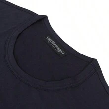 Emporio Armani 男士轻质平纹针织 T 恤，带徽标刺绣和罗纹饰边 111670 2R715 - 111670 2R715 70835 深藍色 - 查看 4