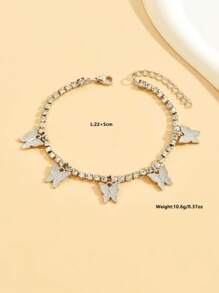 Fashionable Butterfly Pendant Anklet - Silver - View 10