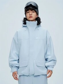 NowInSnow Chaqueta de snowboard para mujer con ajuste holgado, rosa, gruesa y cálida, profesional, impermeable 15,000 mm/transpirable 10,000g, a prueba de viento, en azul claro o azul marino