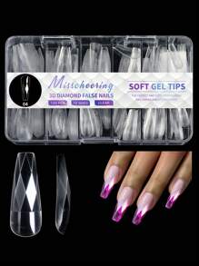 3D 水钻菱形假透明指甲贴全覆盖美甲装饰工具 14 种尺寸 140 片 DIY 按压式指甲 美甲用品 指甲 - 無色 - 查看 10