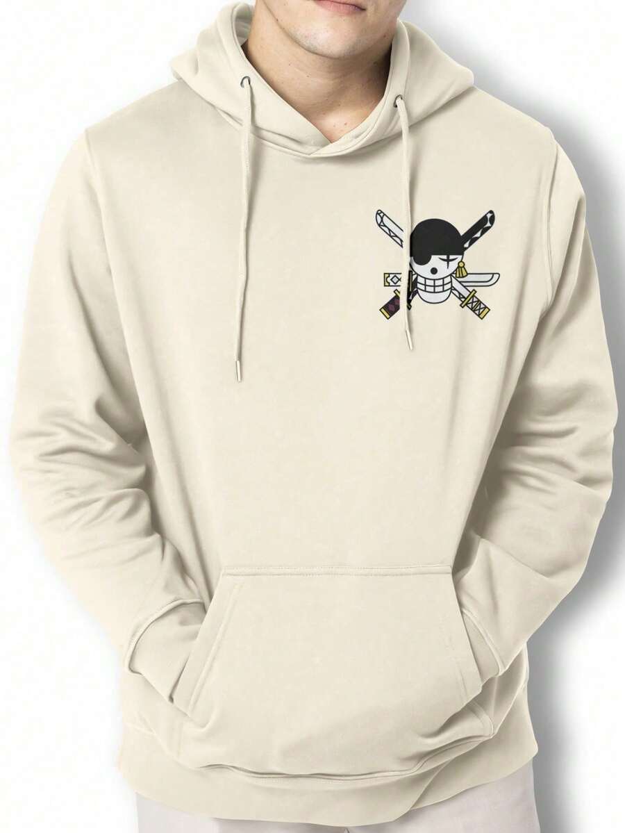 Zoro Clas Skull Jacket Sweatshirt Kangaroo Blouse IZPJ1 - Beige - View 1