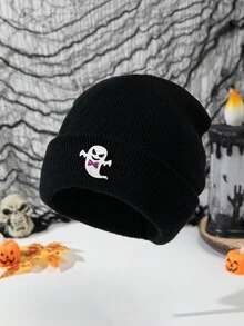 1pc Men Casual Ghost Pattern Knitted Skull Cap, Warm Hat Suitable For Halloween And Daily Wear Skeleton - Multicolor - View 2