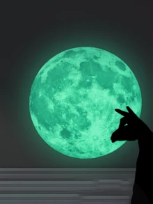 1 件直径 20 厘米多彩月光夜光墙贴，儿童房创意装饰 - 彩色 - 查看 3