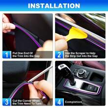 Easypie Selection 1入組汽車內飾裝飾條- 約5米通用汽車縫隙填充器汽車造型線裝飾配件DIY柔性條裝飾配件，包括安裝工具 - 5m - 查看 10