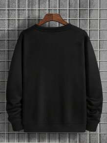 Men's Retro English Letter Casual Sweatshirt - Black - View 3