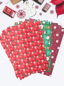 3 pezzi 70*50cm carta regalo di Natale, carta kraft bianca, carta da imballaggio per regali di Capodanno, forniture per compleanni, con motivi di Babbo Natale ed elfi, decorazioni natalizie, carta da regalo con fiori, confezione regalo, carta per matrimoni e decorazioni per feste di Natale