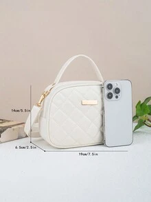 Túi xách thường ngày thêu cho nữ, Túi vỏ sò, Túi đeo vai chần bông, Túi đeo chéo - Màu be - Xem 4