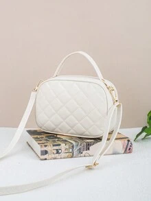 Túi xách thường ngày thêu cho nữ, Túi vỏ sò, Túi đeo vai chần bông, Túi đeo chéo - Màu be - Xem 3