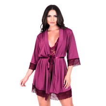 Postpartum Breastfeeding Robe And Nightgown Kit Delicate And Sensual Maternity Sets - Màu Đỏ Sâu - Xem 6
