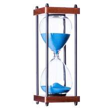 Large Hourglass Timer 60 Minute, Decorative Wooden Sandglass - 藍沙 - 查看 2