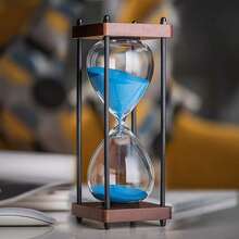 Large Hourglass Timer 60 Minute, Decorative Wooden Sandglass - 藍沙 - 查看 1