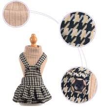 Vêtements pour animaux de compagnie, nouvelle tenue assortie salopette (combinaison avec robe à bretelles et pantalon), pied-de-poule classique, petit bouton en bois, convient aux petits chiens