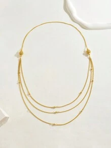 1pc Gorgeous Eid Al Fitr Premium Round Bead Tassel Long Necklace Sweater Chain Women's Wedding Party Accessories