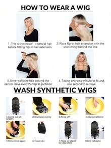 24Inch Synthetic Hair Extensions Invisible Wire No Clips In Hair Extensions Fish Line Hairpieces Hair Extensions Wig For Women Daily Party Use - Multicolor - View 9