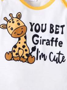 3pcs/Set Baby Boys' Cartoon Giraffe Print & Wildlife Full Body Print Long Sleeve Bodysuit, Fall Winter - Multicolor - View 4